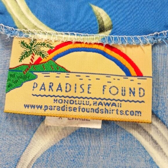 Paradise Found Authentic Hawaiian Floral Rayon Camp Shirt. Blue. VNTG Women's XL - Picture 5 of 11